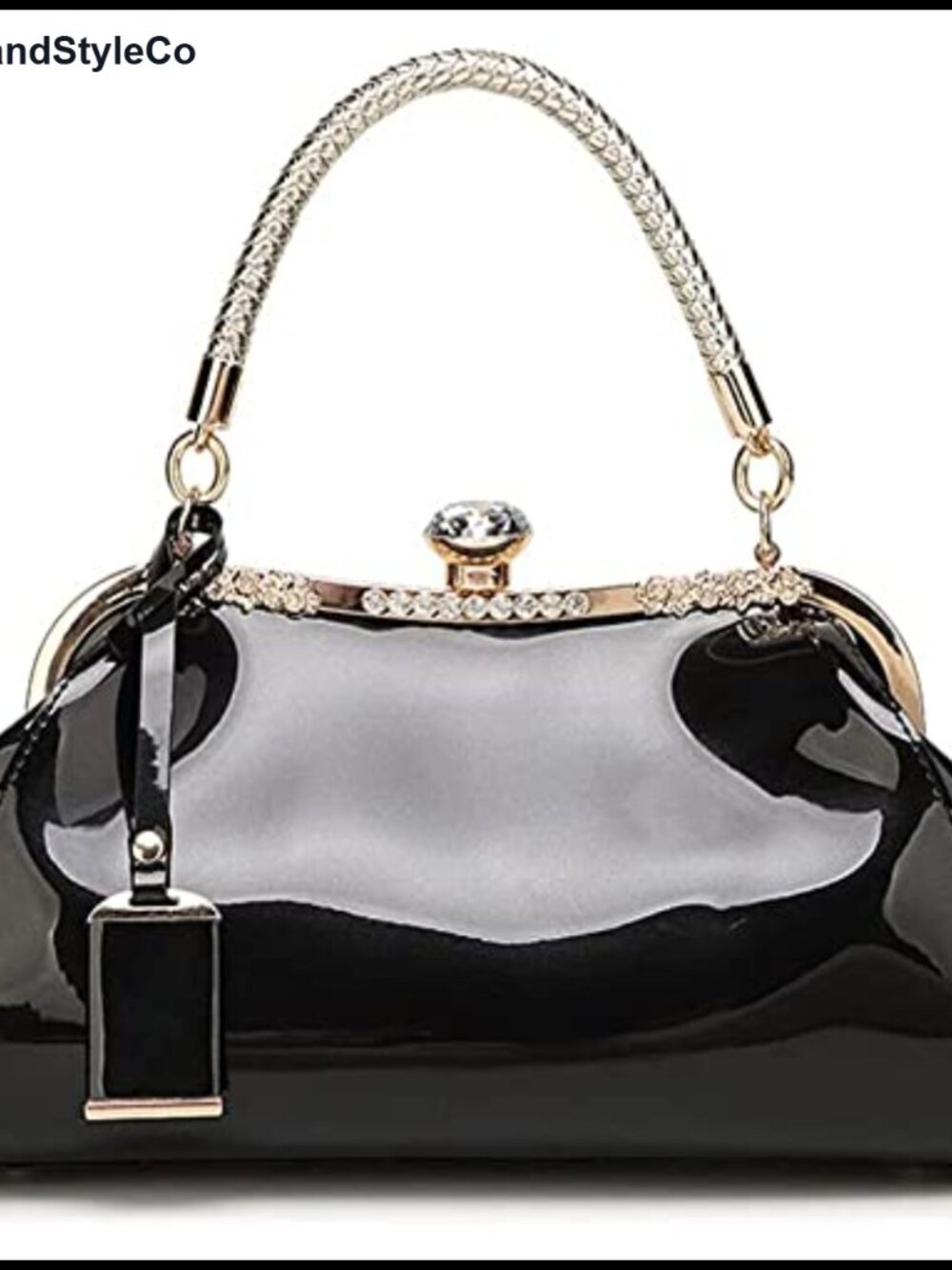 Glossy Patent Leather Satchel Top Handle Evening Handbag Crossbody Purse